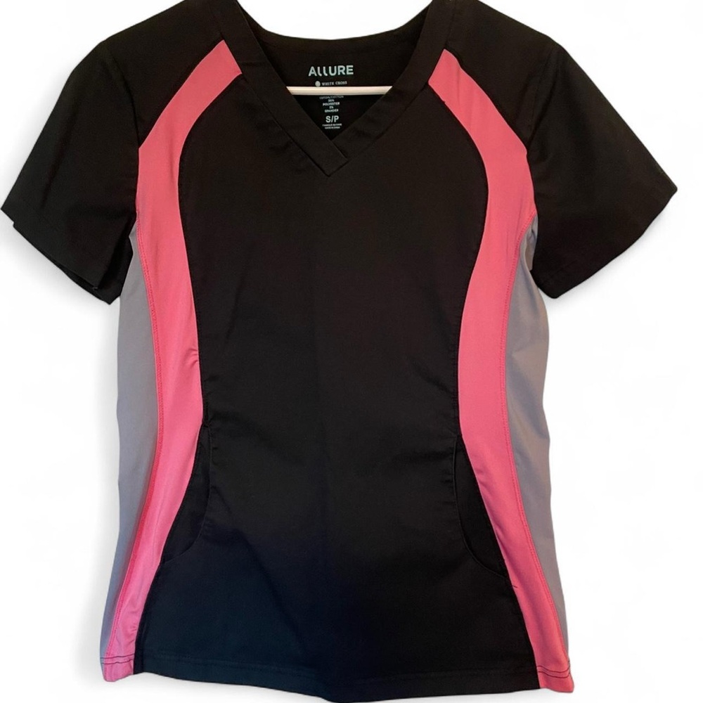 Allure Black V-Neck Scrub Top